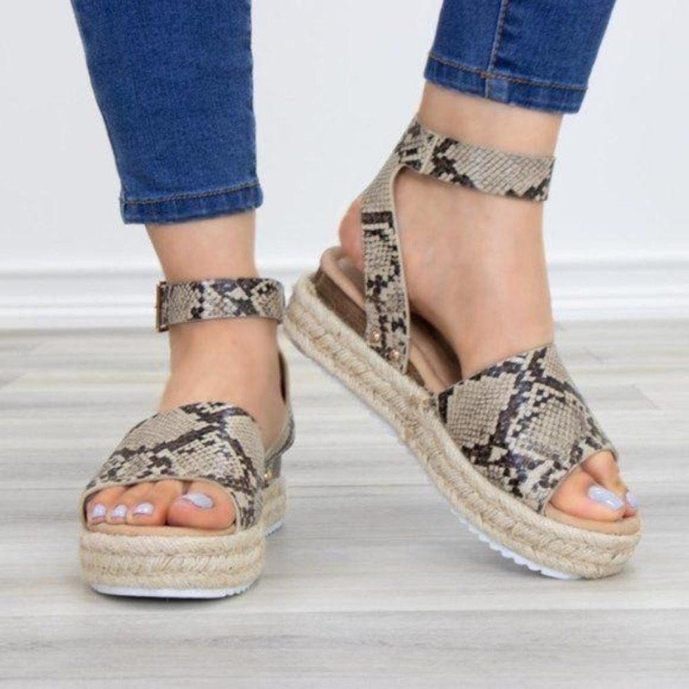 Python Snake Espadrille Platform Comfort Sandal - Picture 6 of 7